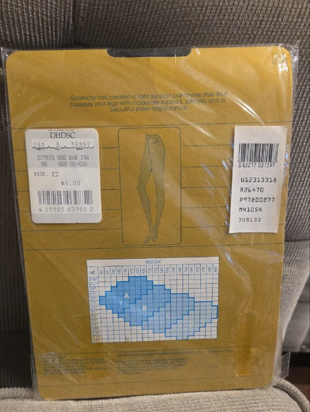 Givenchy Yellow Packaging with Navy Pantyhose Insert
